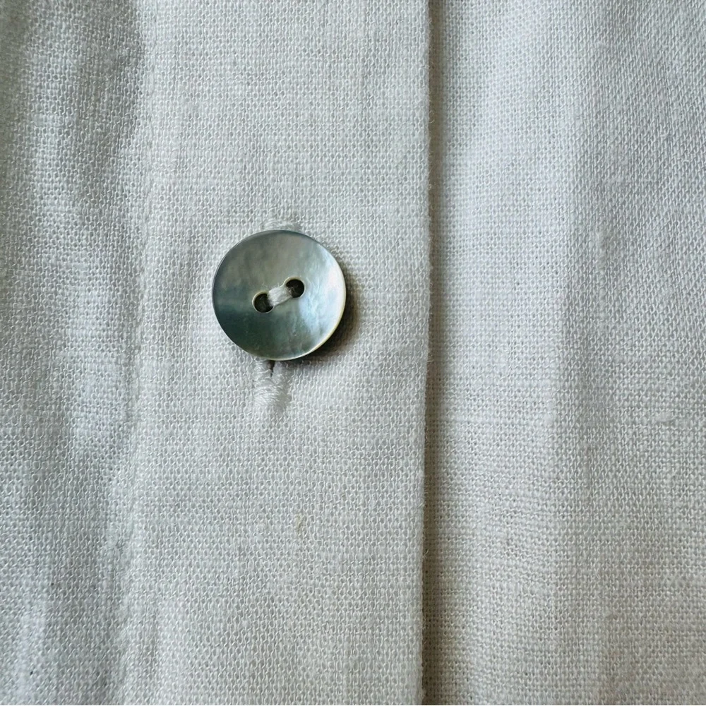 Vince Classic White linen blend Button-Up Shirt size M - Picture 11 of 16